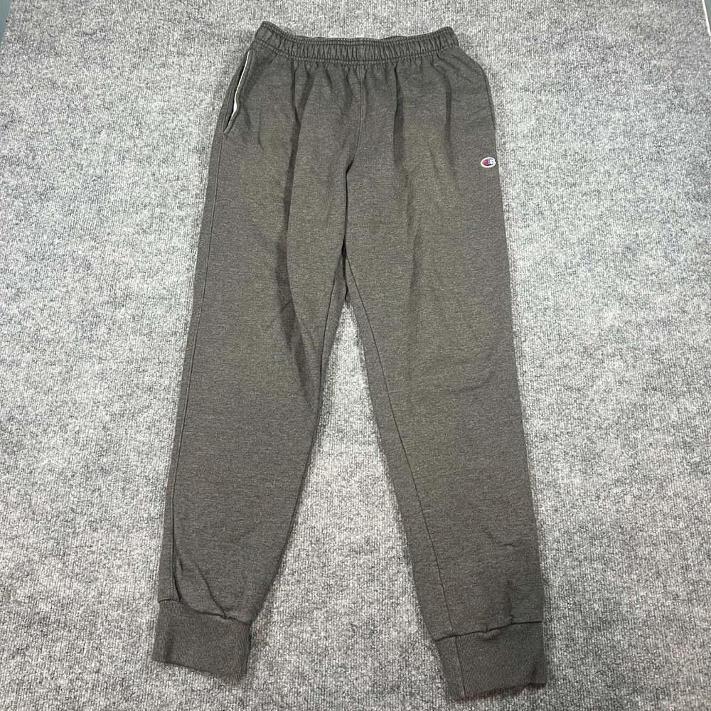 Champion Sweatpants Men Large Heathered Gray Tapered Leg Fleece Lined Drawstring